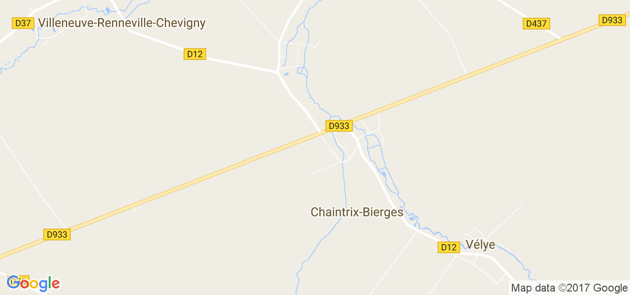 map de la ville de Chaintrix-Bierges