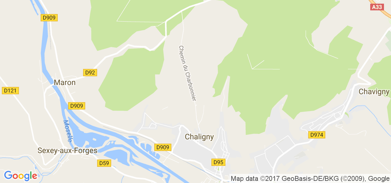 map de la ville de Chaligny