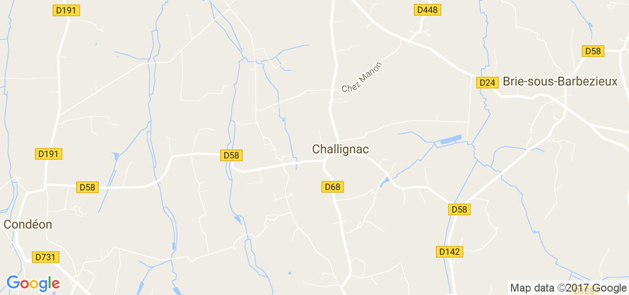 map de la ville de Challignac