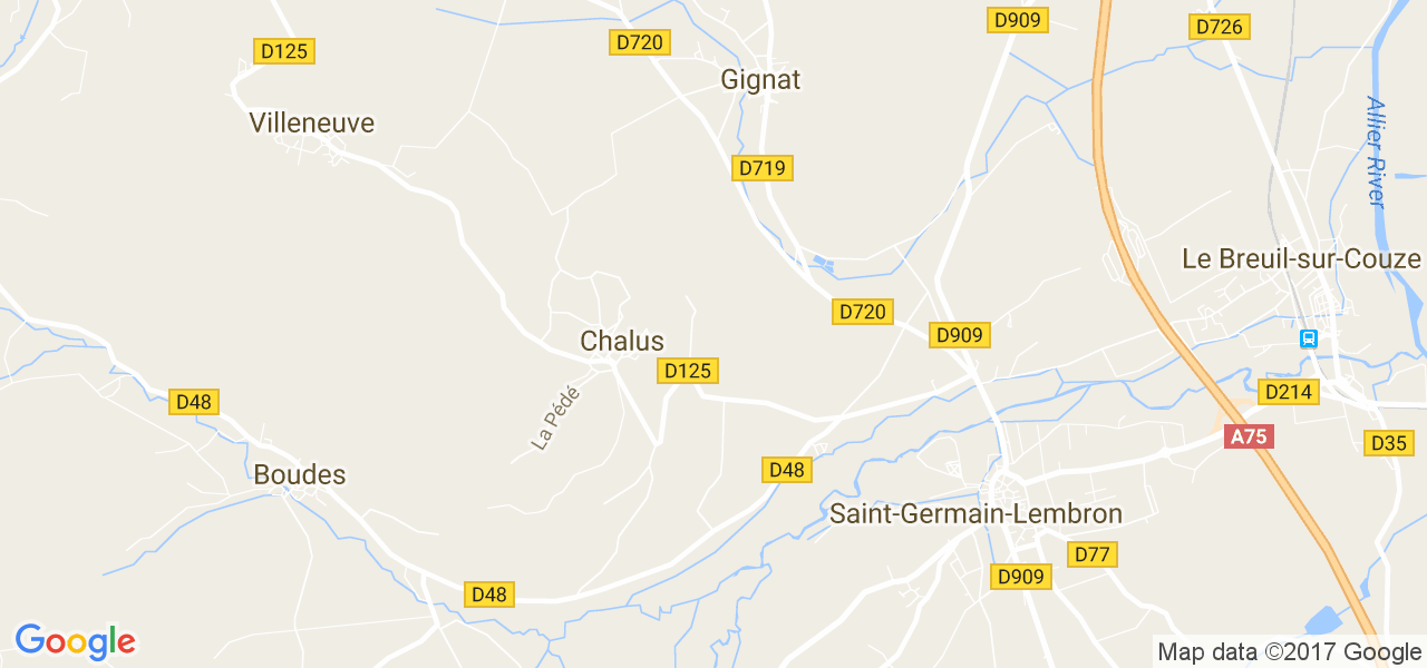 map de la ville de Chalus