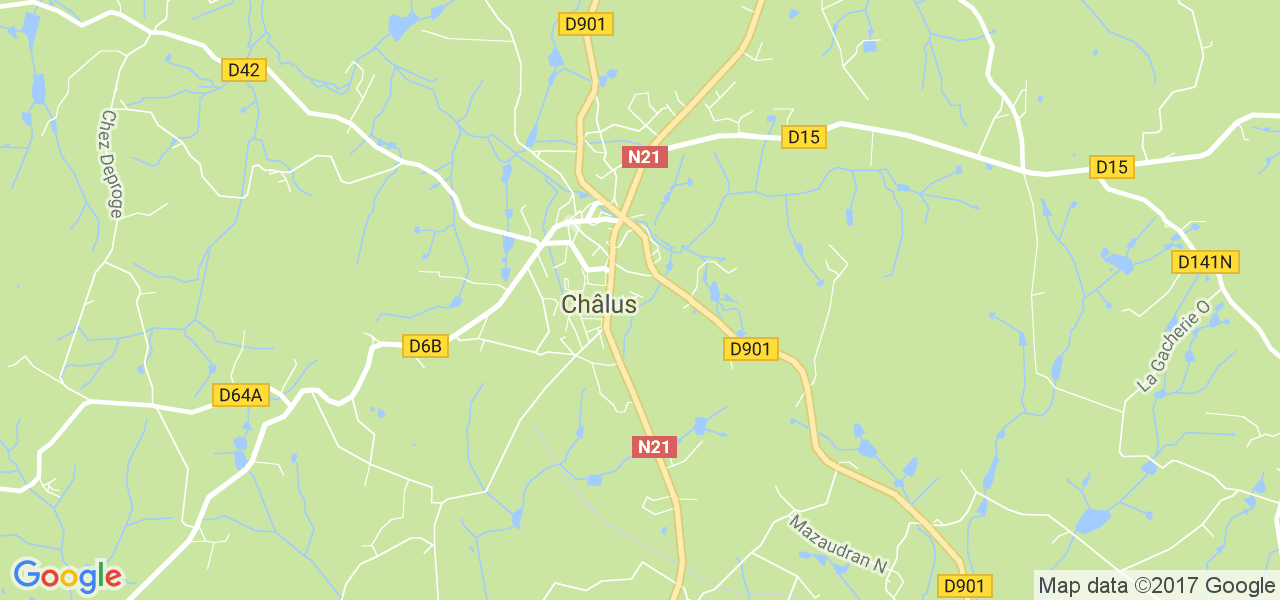 map de la ville de Chalus