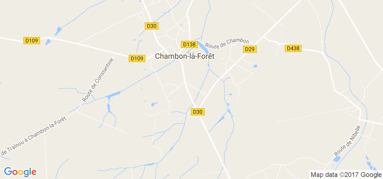 map de la ville de Chambon-la-Forêt