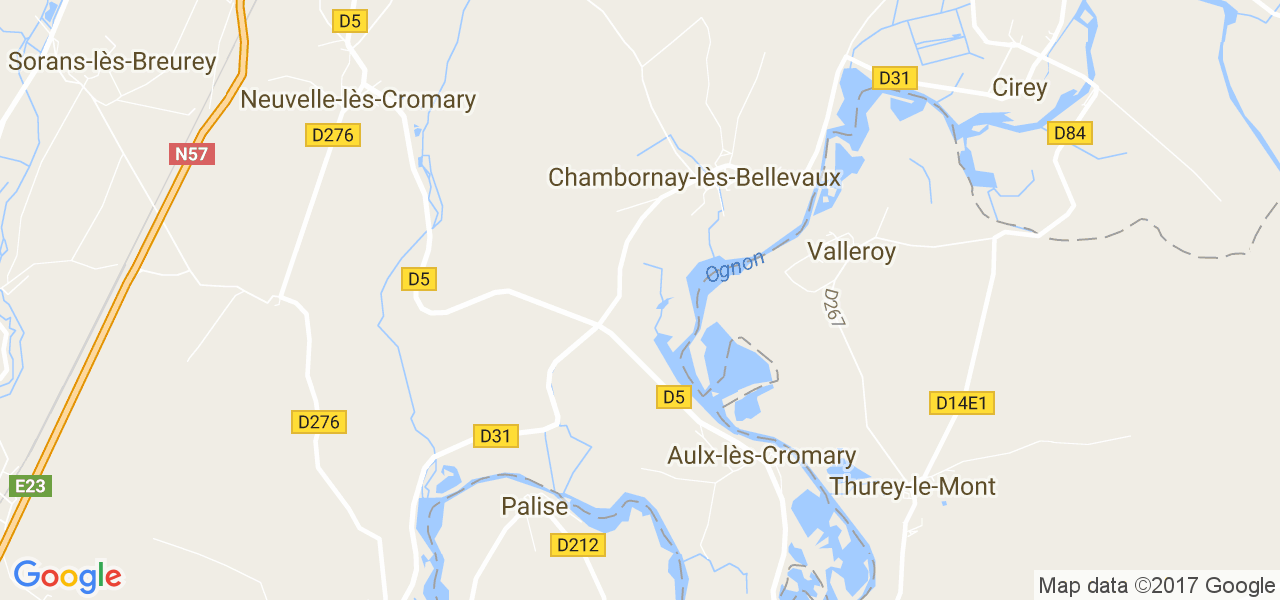 map de la ville de Chambornay-lès-Bellevaux