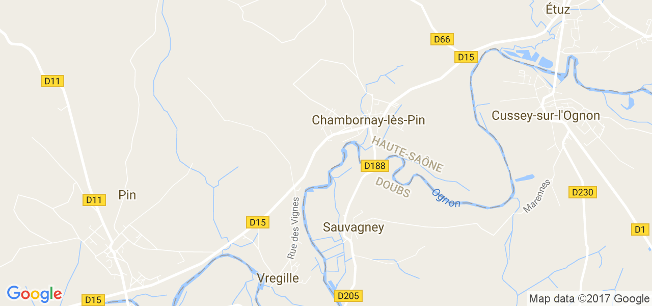 map de la ville de Chambornay-lès-Pin