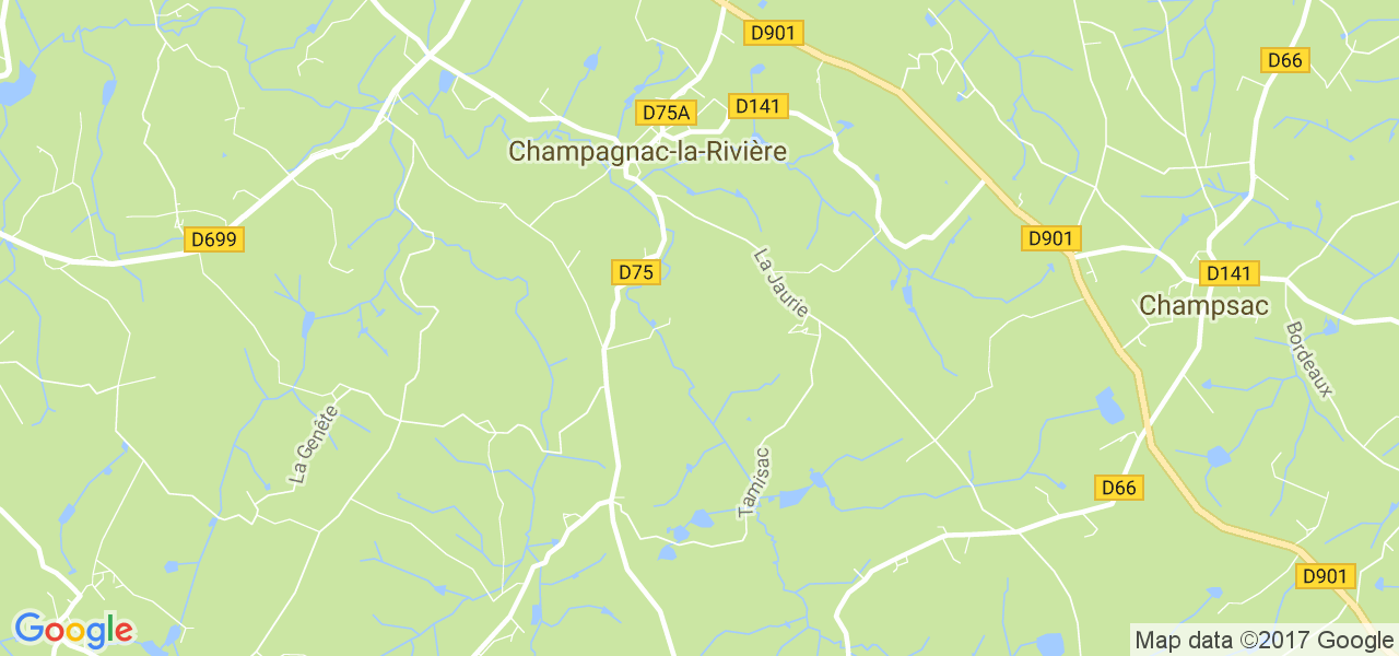 map de la ville de Champagnac-la-Rivière