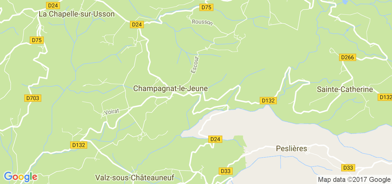 map de la ville de Champagnat-le-Jeune