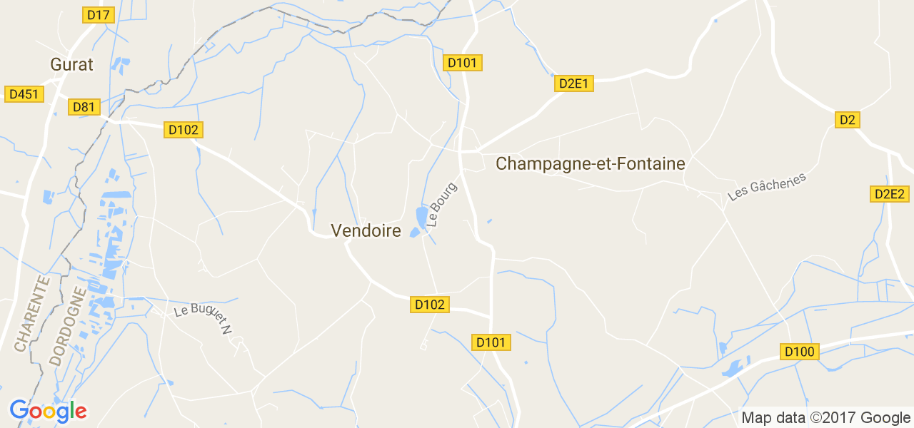 map de la ville de Champagne-et-Fontaine