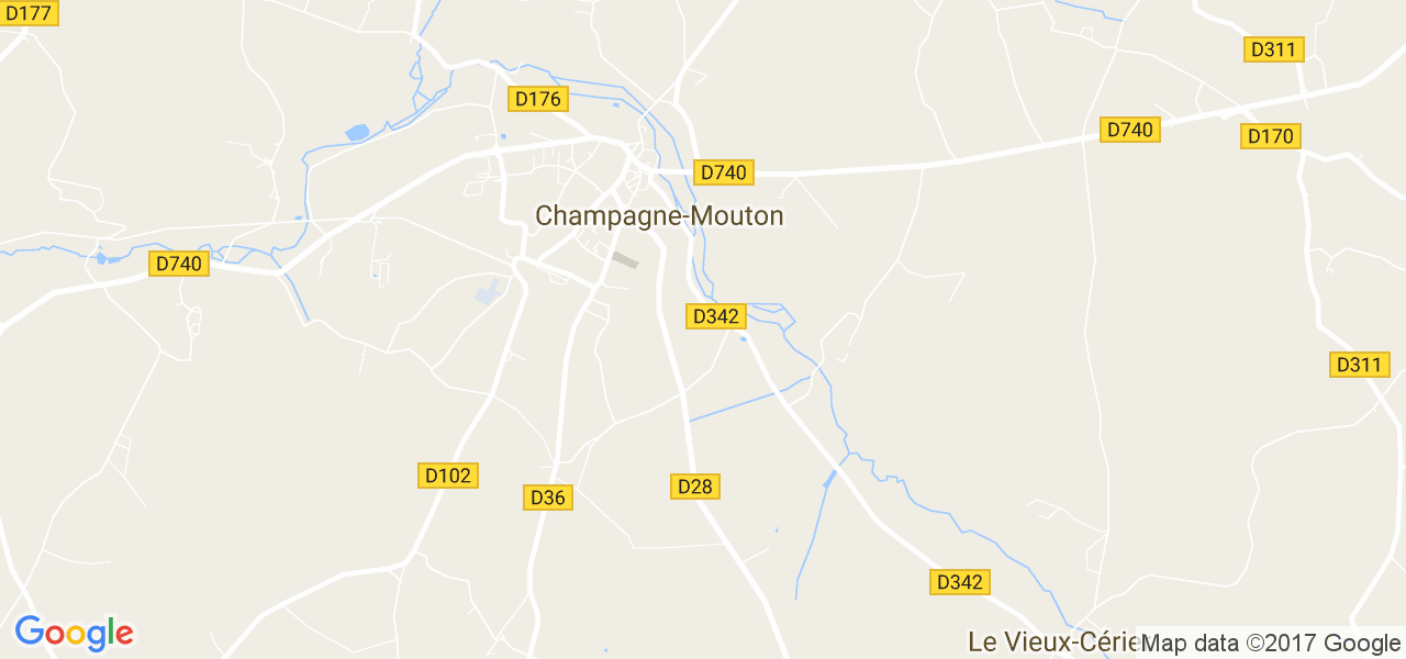 map de la ville de Champagne-Mouton