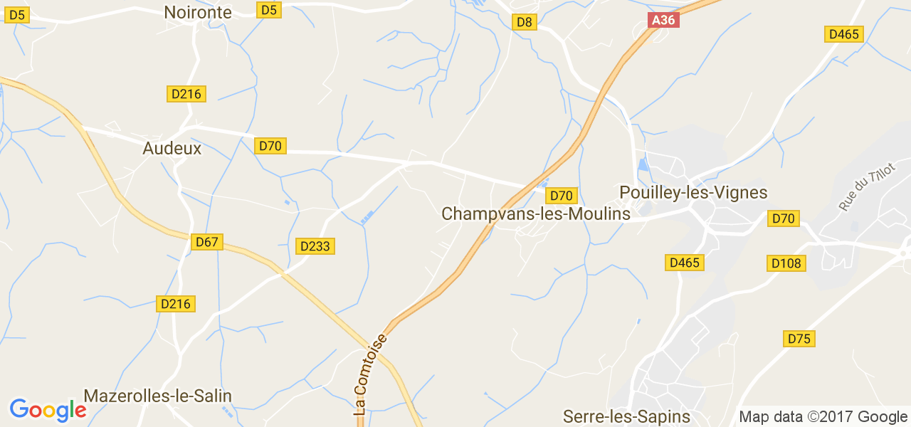 map de la ville de Champagney