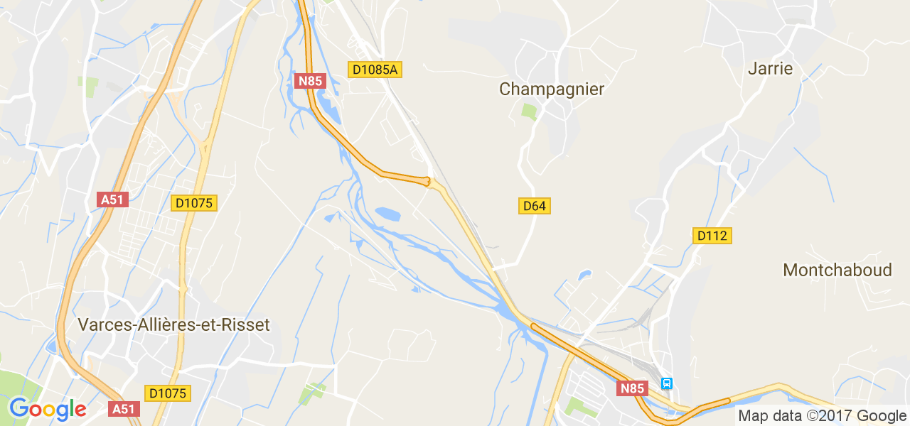 map de la ville de Champagnier