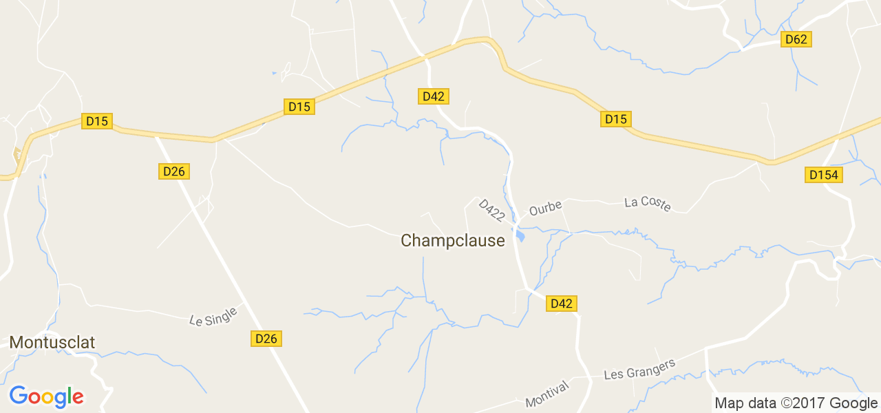 map de la ville de Champclause