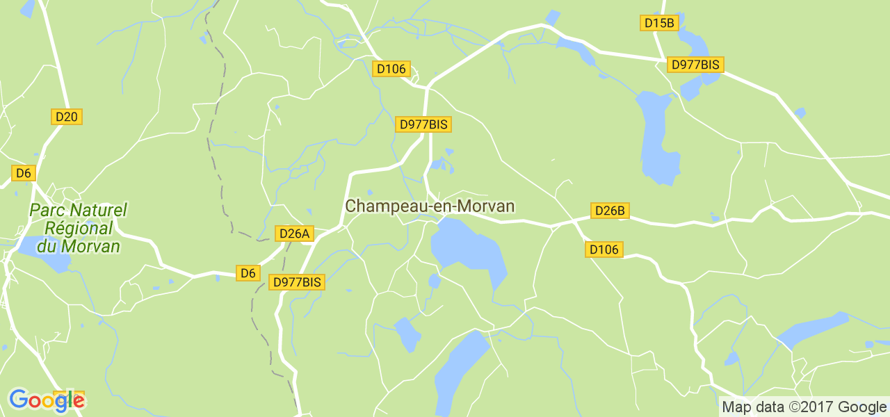 map de la ville de Champeau-en-Morvan