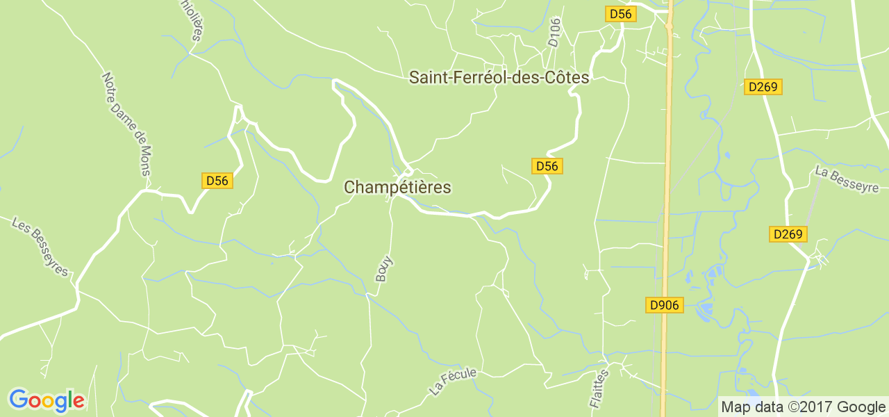 map de la ville de Champétières