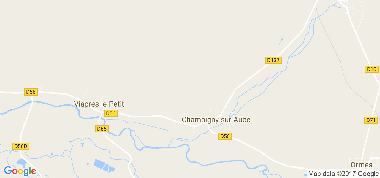 map de la ville de Champigny-sur-Aube