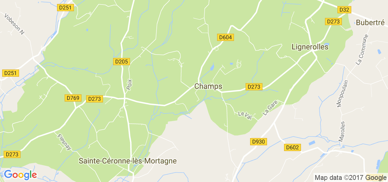 map de la ville de Champs