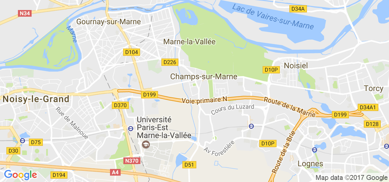 map de la ville de Champs-sur-Marne