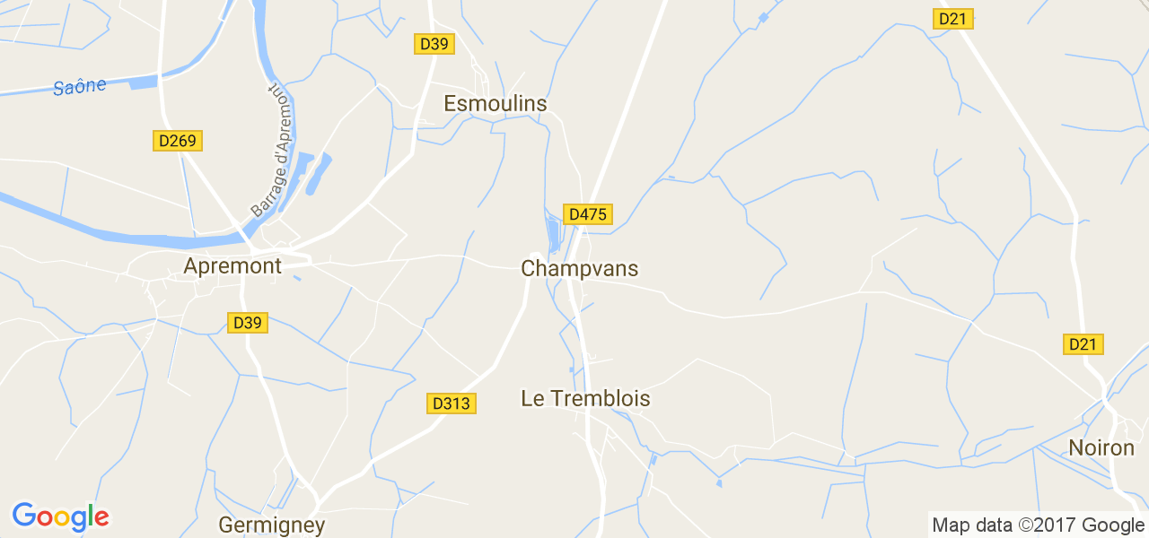 map de la ville de Champvans