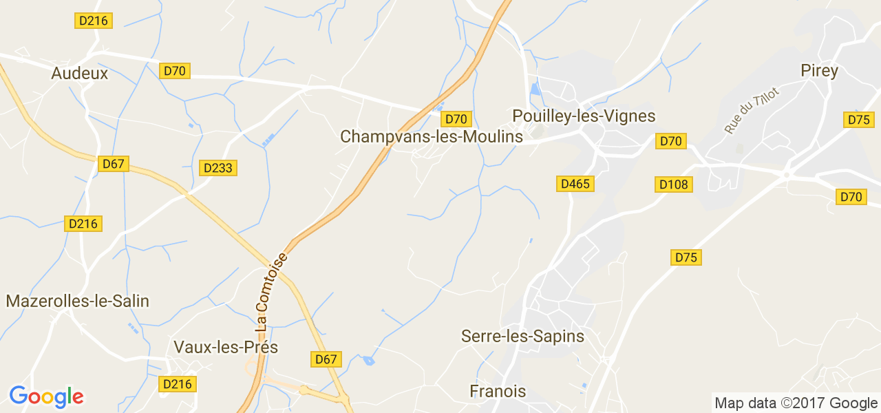 map de la ville de Champvans-les-Moulins