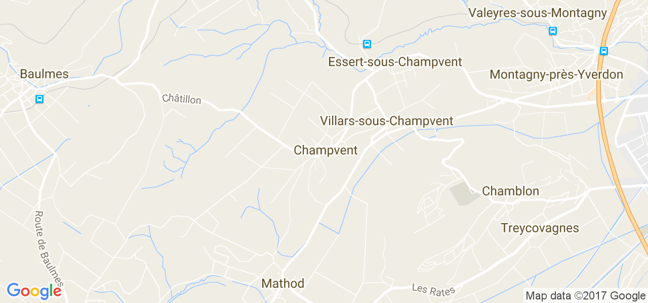 map de la ville de Champvent