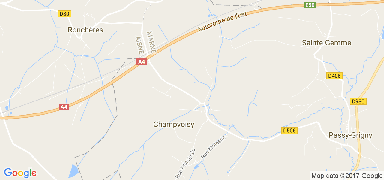 map de la ville de Champvoisy