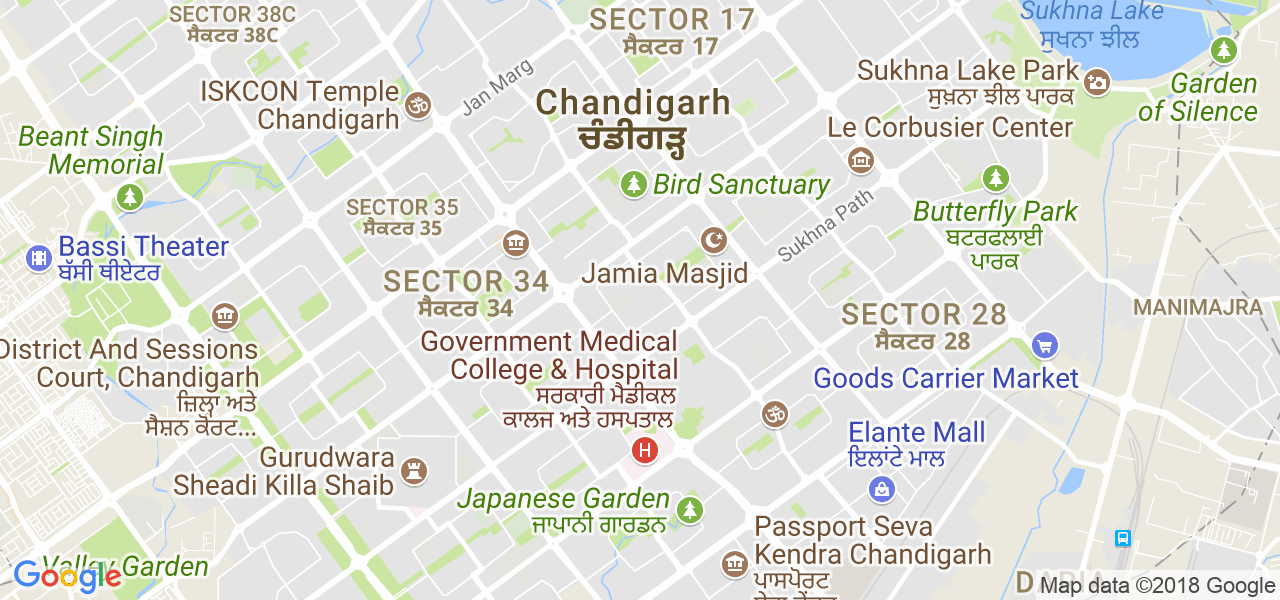 map of the city of Chandigarh