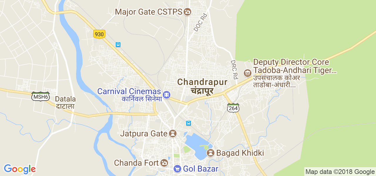 map de la ville de Chandrapur