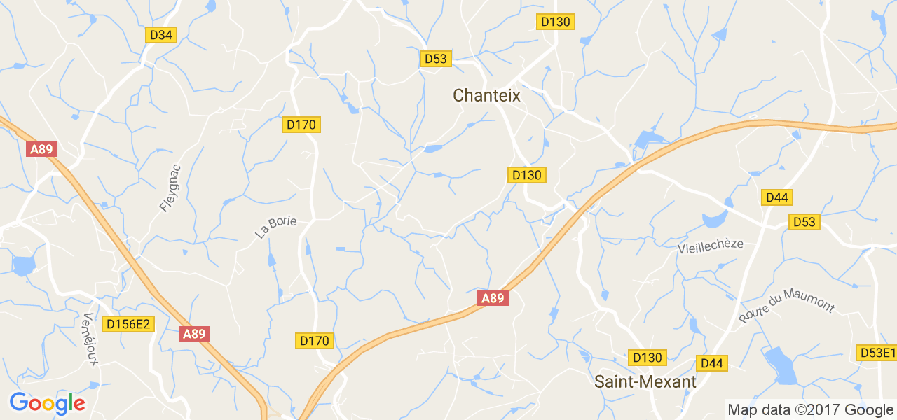 map de la ville de Chanteix