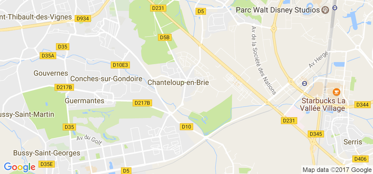 map de la ville de Chanteloup-en-Brie