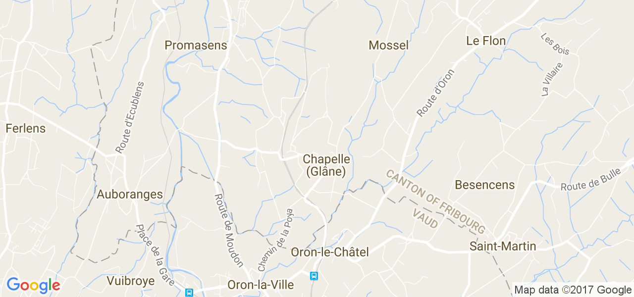 map de la ville de Chapelle (Glâne)