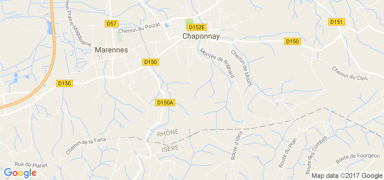 map de la ville de Chaponnay