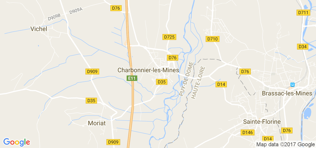 map de la ville de Charbonnier-les-Mines