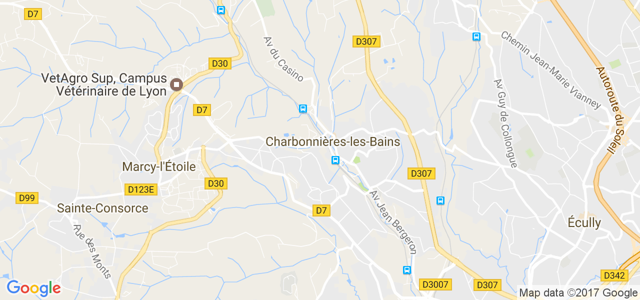 map de la ville de Charbonnières-les-Bains