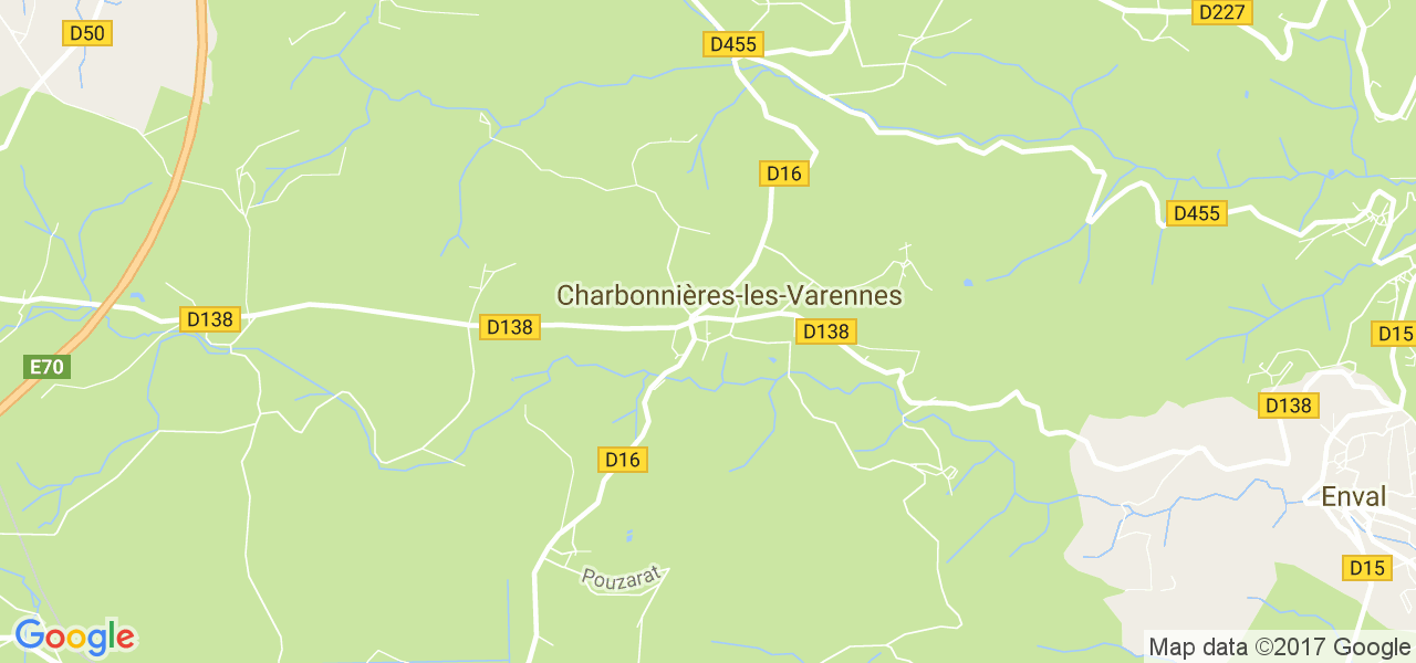 map de la ville de Charbonnières-les-Varennes