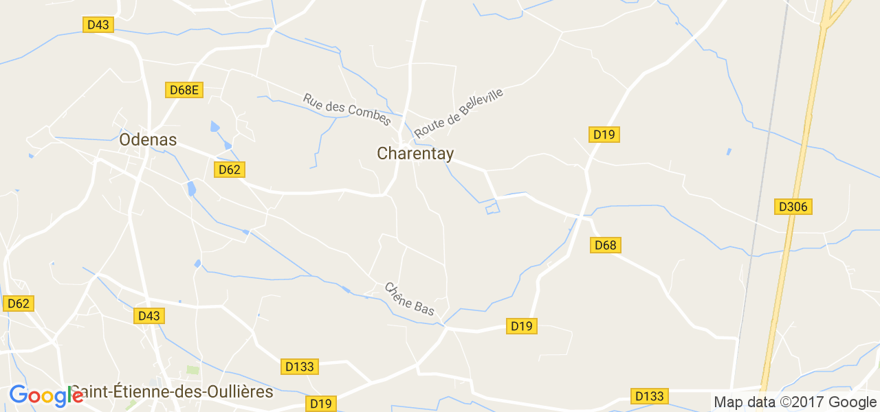 map de la ville de Charentay