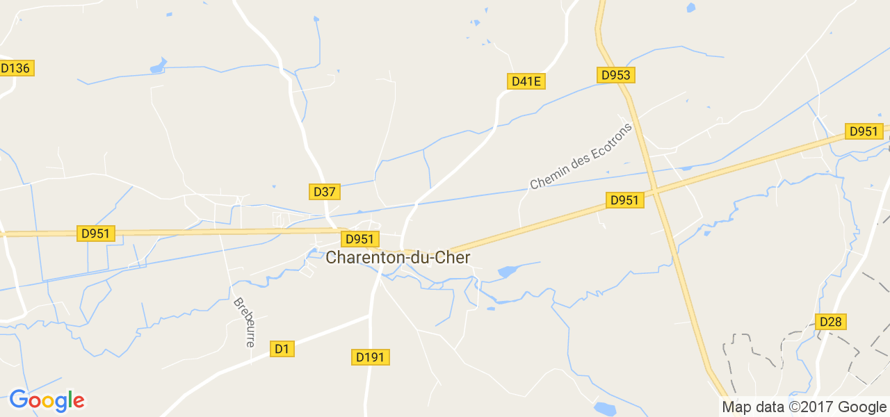 map de la ville de Charenton-du-Cher