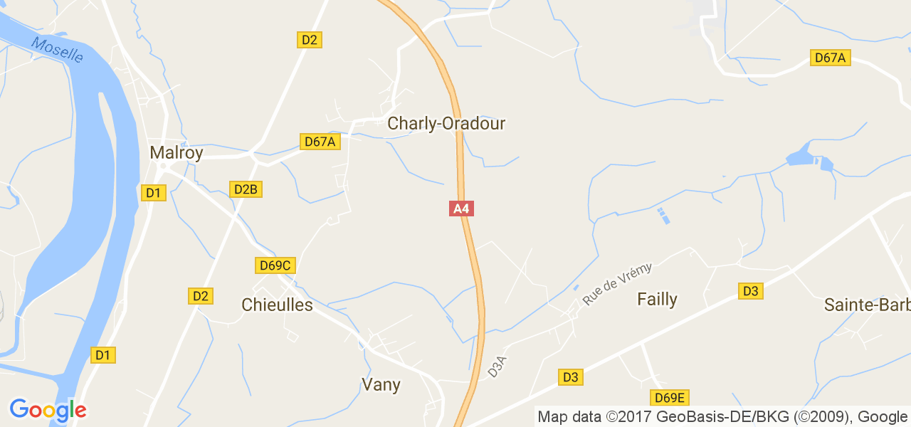 map de la ville de Charly-Oradour