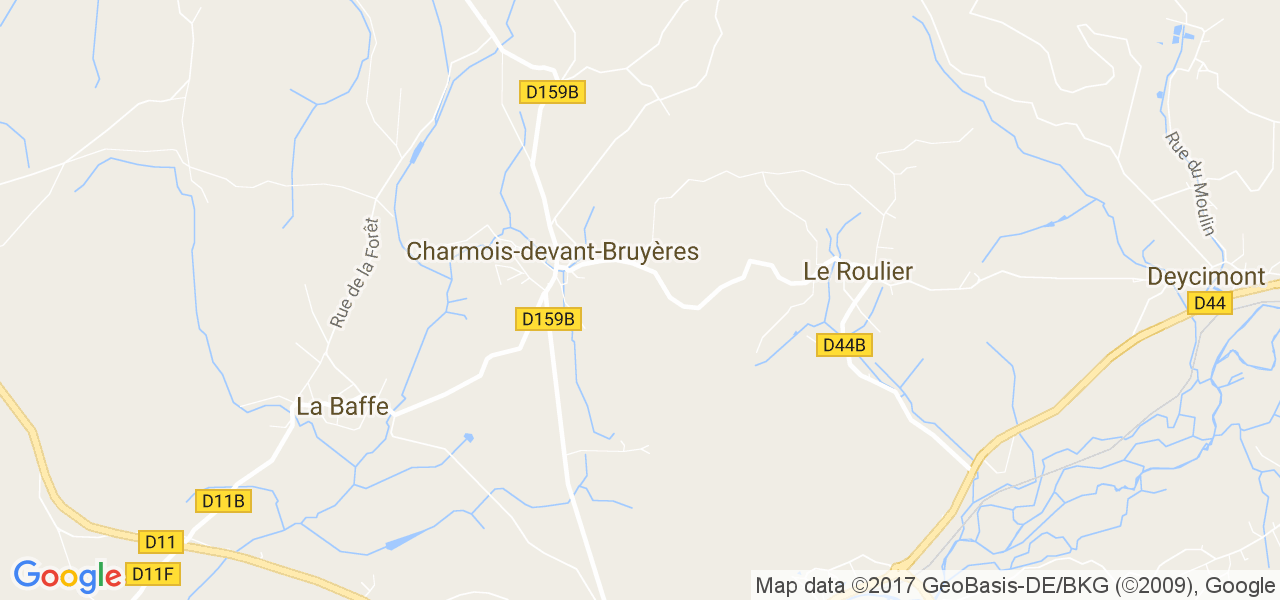 map de la ville de Charmois-devant-Bruyères