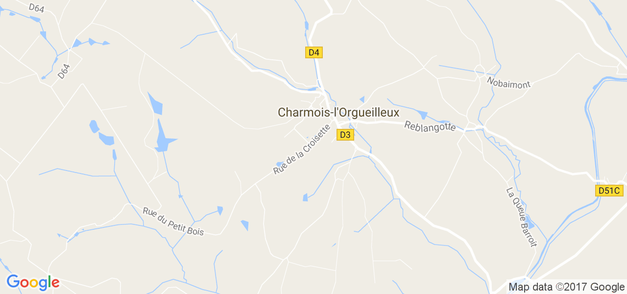 map de la ville de Charmois-l'Orgueilleux