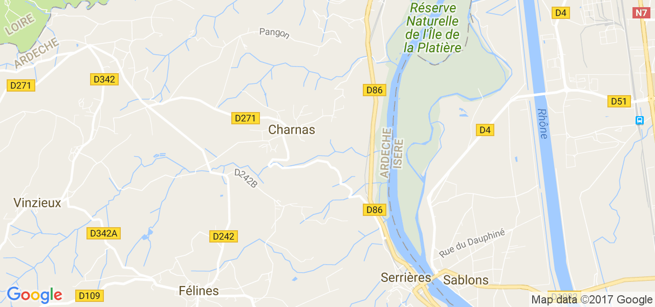 map de la ville de Charnas