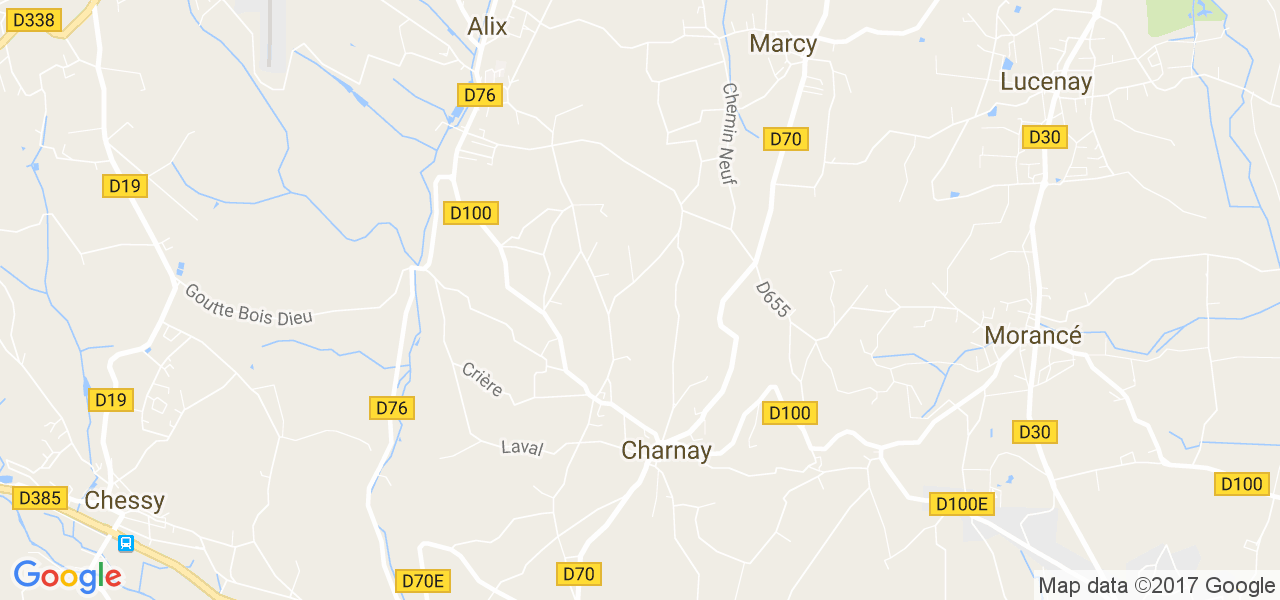 map de la ville de Charnay