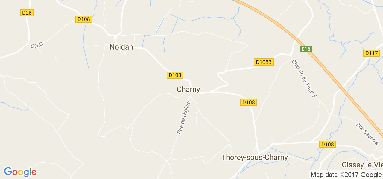 map de la ville de Charny