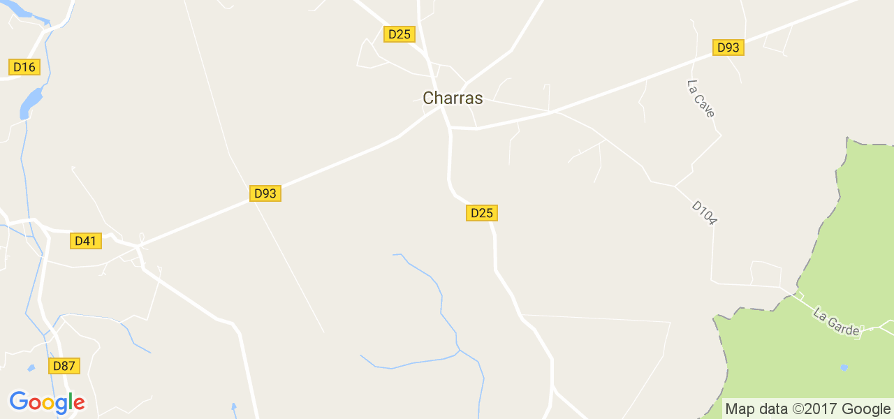 map de la ville de Charras