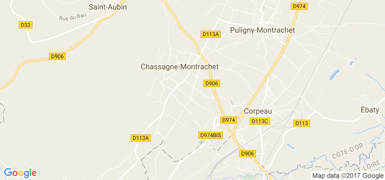 map de la ville de Chassagne-Montrachet