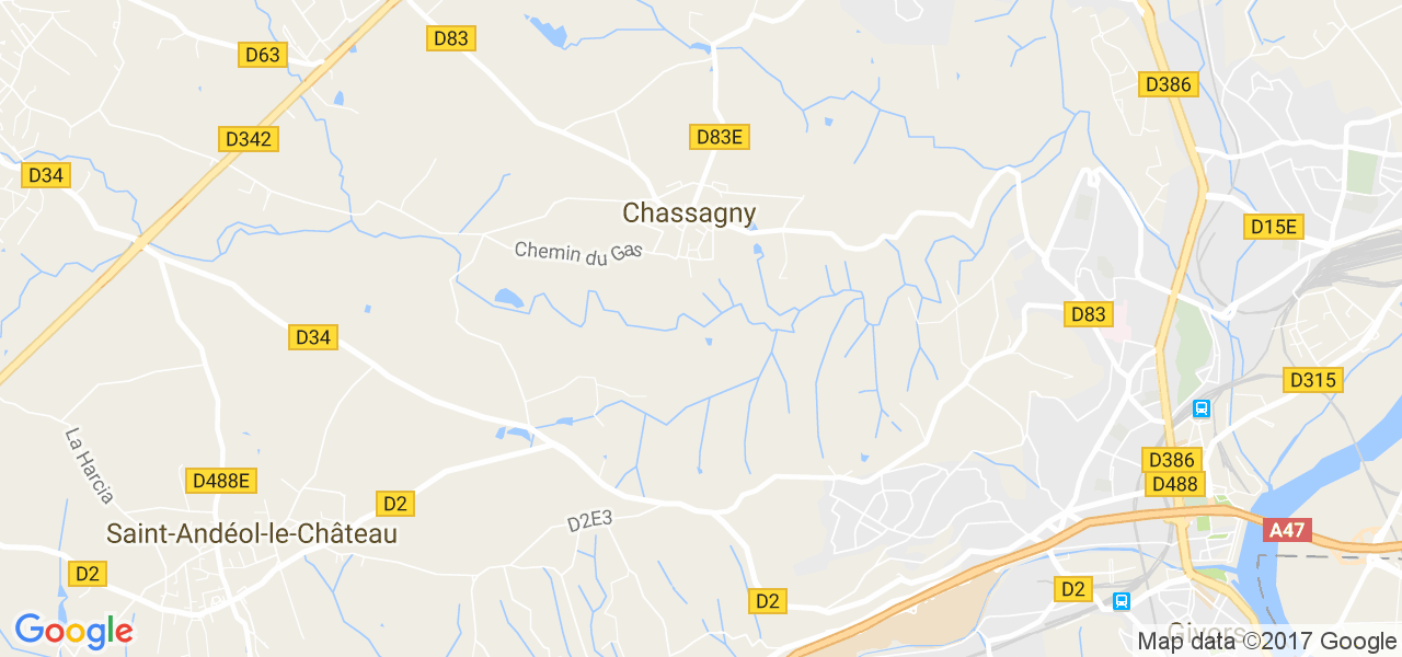 map de la ville de Chassagny