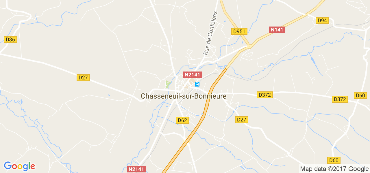 map de la ville de Chasseneuil-sur-Bonnieure