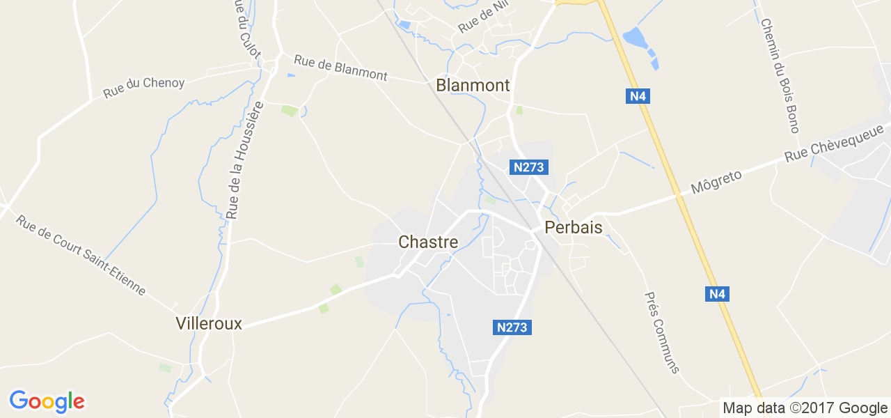 map de la ville de Chastre-Villeroux-Blanmont