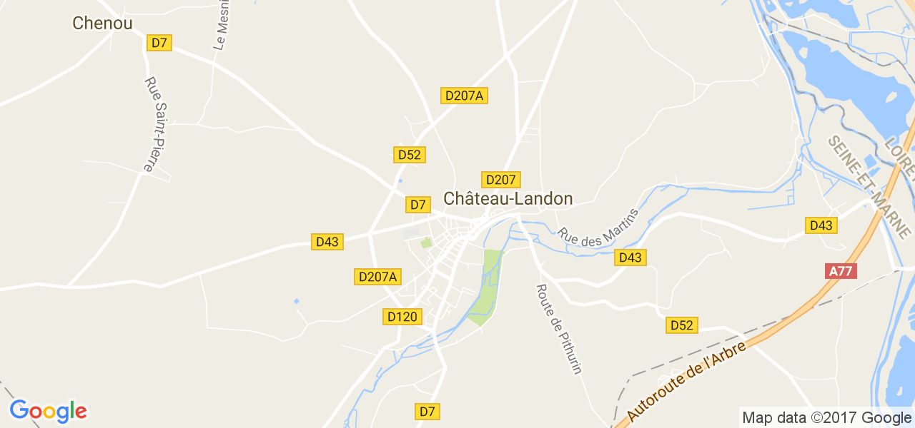 map de la ville de Château-Landon