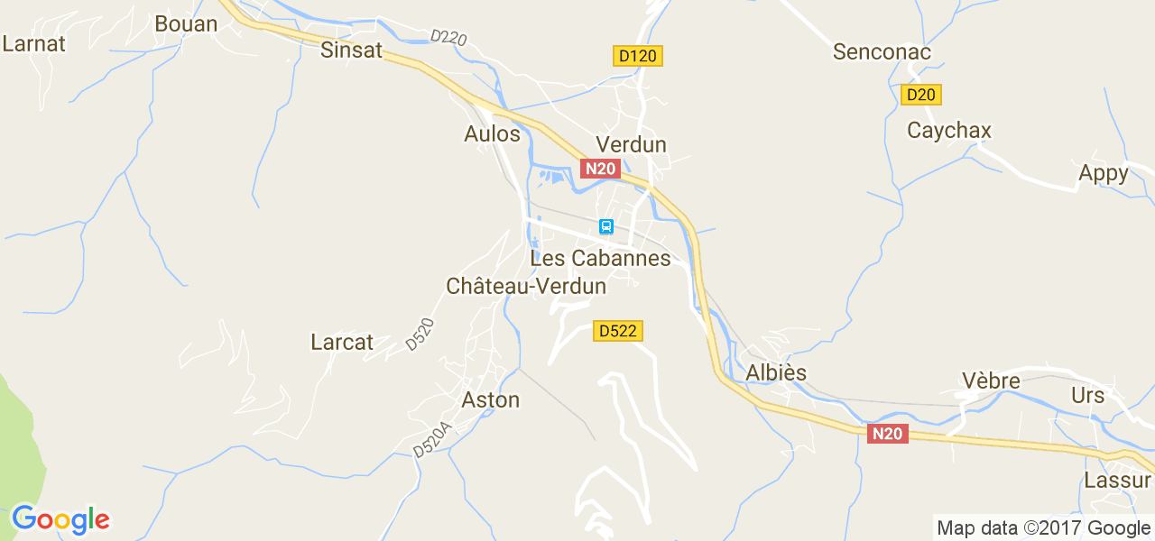 map de la ville de Château-Verdun