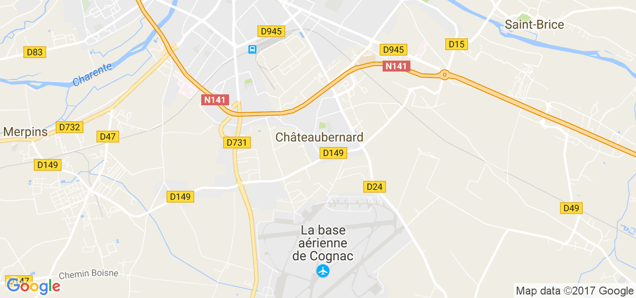 map de la ville de Châteaubernard