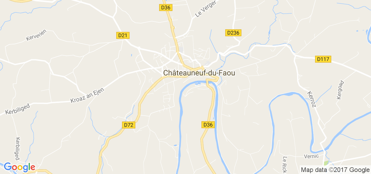 map de la ville de Châteauneuf-du-Faou